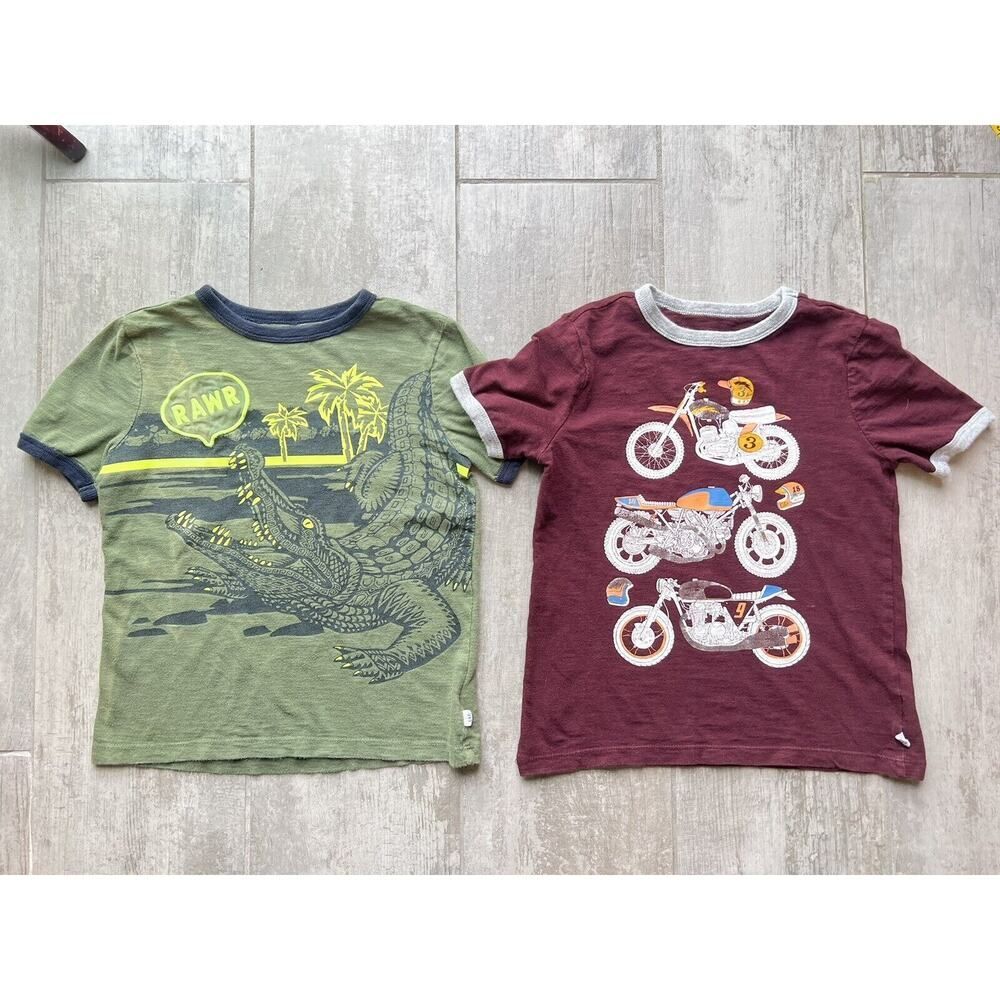 GAP Lot Set of 2 Boys Kid Youth Short Sleeve Casual Graphic T-Shirt School S 6-7